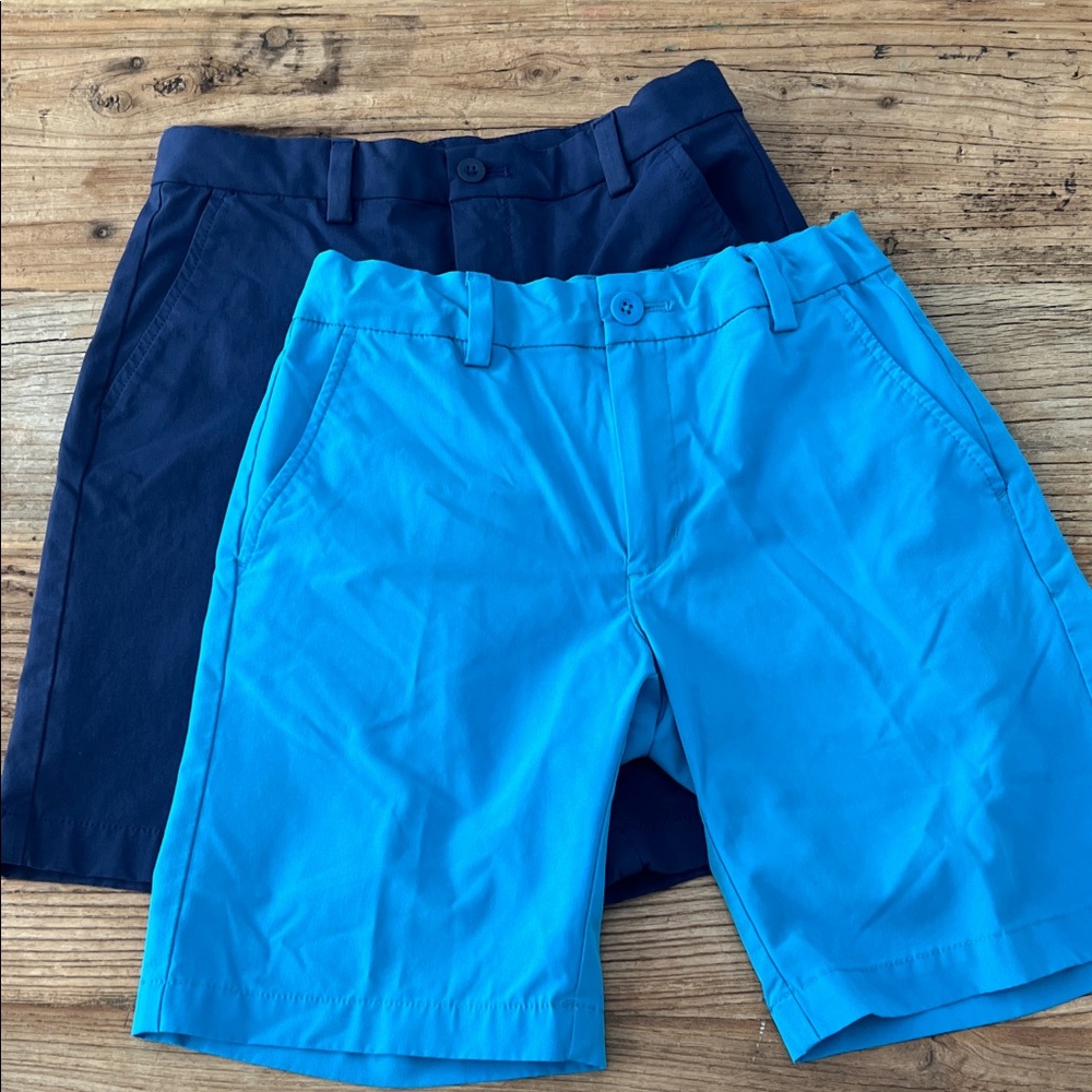 2 pairs Vineyard Vines Boys Bright Blue & Navy Performance Shorts.